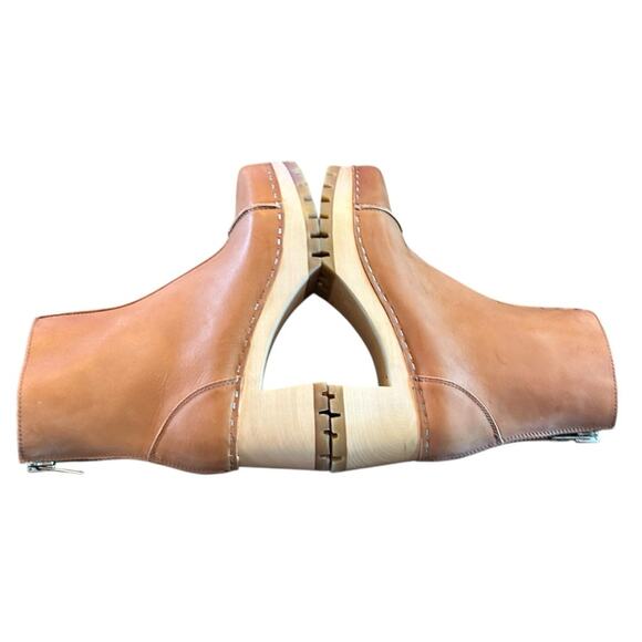 Swedish Hasbeens Stitchy Leather Ankle Boot Wood Clog Midsole NEW EU 36 US 6 - Picture 7 of 10